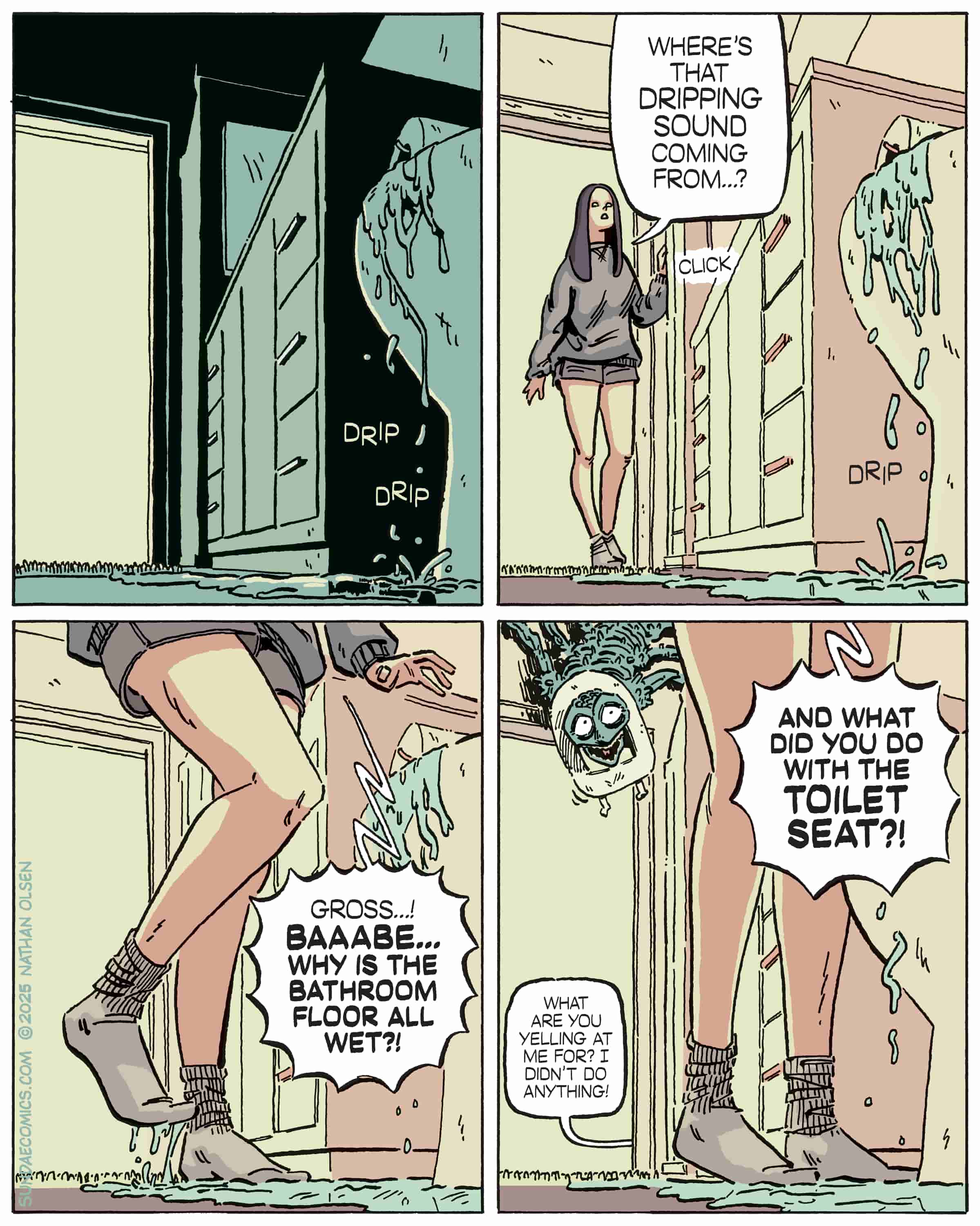 Drip, drip, drip... the bathroom floor is soaking wet, the roommate claims no responsibility, and the truth is lurking nearby.